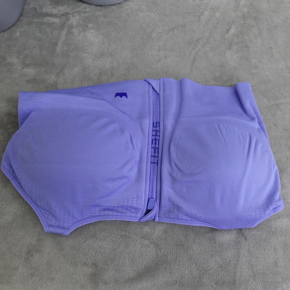 NWT SHEFIT 3Luxe Adjustable Sports Bra, Zip Front Low Impact Wirefree Periwinkle - Picture 9 of 12